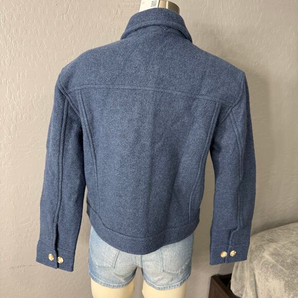 Quince 100% Merino Wool Cropped Shirt Jacket, Denim Blue Melange, S - Picture 2 of 5